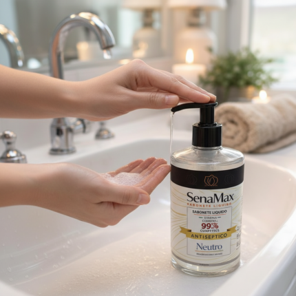 Sabonete liquido para mãos, corpo e rosto antisséptico 500ml - transparente