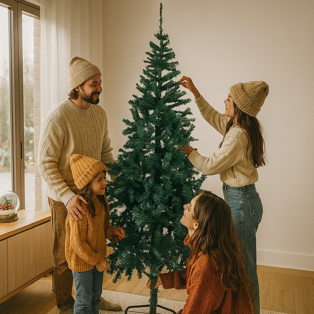 Árvore de Natal Pinheiro 2,40m Verde 1.400 Galhos Decoração Natalina Moderna Resistente - Imagem 5