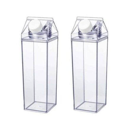 Garrafa Acrílico 500ML Transparente Caixa de Leite Compacta Tampa Rosca Hermética
