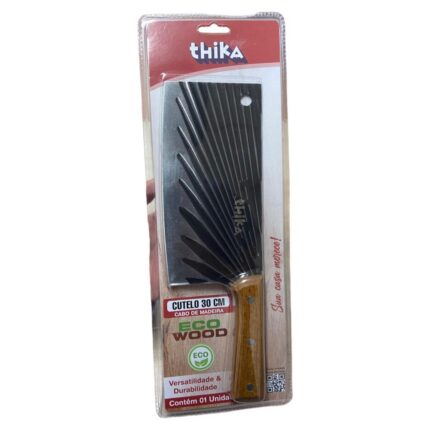 Cutelo Aço Inox 30cm Cabo de Madeira Resistente Faca Profissional Corte Pesado