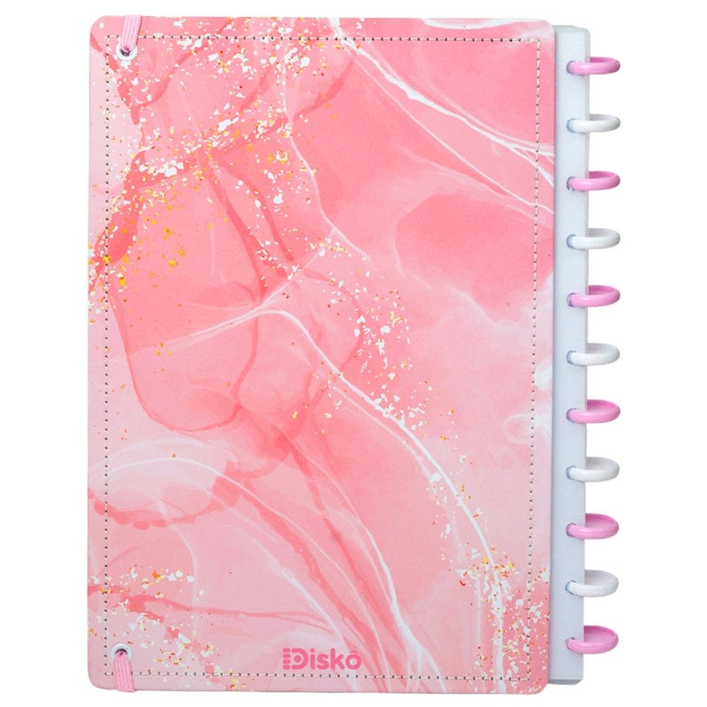 Caderno Disko Gran Capa Dura Disco Reposicionável Rosa Grande G - Imagem 2