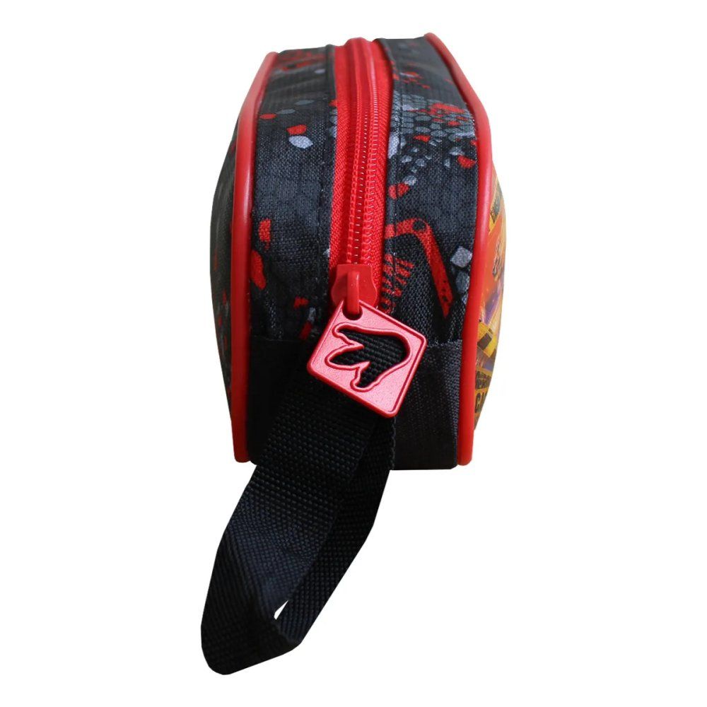Estojo Escolar T-Rex Attack Preto e Vermelho com Compartimentos para Lápis e Canetas Grande 25cm - Imagem 4
