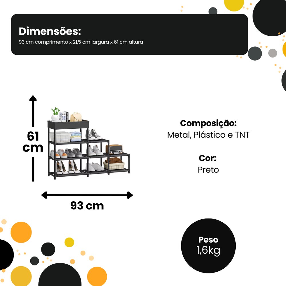 Estante Multiuso 4 Andares Sortida em MDF Organizador para Sala Quarto Escritório 100cm - Imagem 4