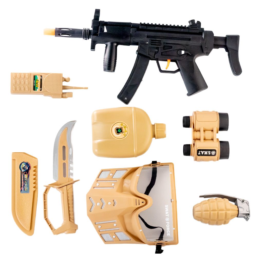 Brinquedo Kit Policial Infantil com Rifle de Plástico e Acessórios para Fantasia 12 Peças Colorido - Imagem 6