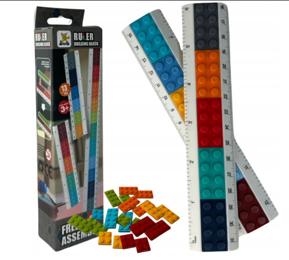Kit 12 Unidades Régua Blocos Coloridos Para Encaixe Sortido Plástico Educativo Infantil