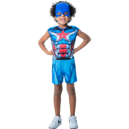 Kit Infantil Fantasia Capitão América GG Super Herói Infantil Cosplay Festa Tema Carnaval