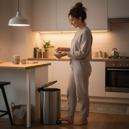 Lixeira Inox 12L Slim Redonda com Pedal