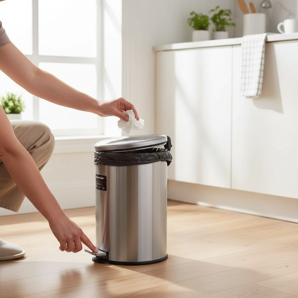 Lixeira Inox 12L Slim Redonda com Pedal - Imagem 2