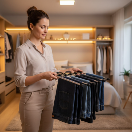 Cabide Multiuso Retrátil Inox 5 Divisórias Organizador Roupas Roupa Armário