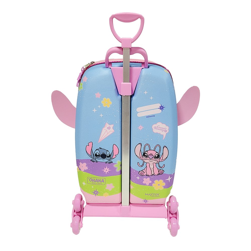 Mala Infantil Angel Stitch 3D com Rodinhas Azul Resistente Viagem Escolar Infantil Pequena - Imagem 3