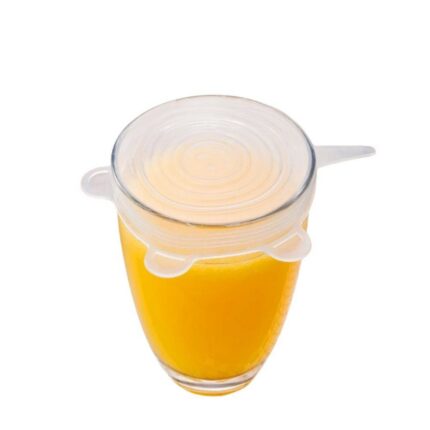 Kit 6 Tampas de Silicone Flexíveis Multiuso Reutilizáveis Vedação Hermética para Potes