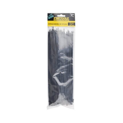 Abraçadeira de Nylon 25cm x 3,6mm 100 Unidades Preta Resistência Alta Fixação Organizador Cabos