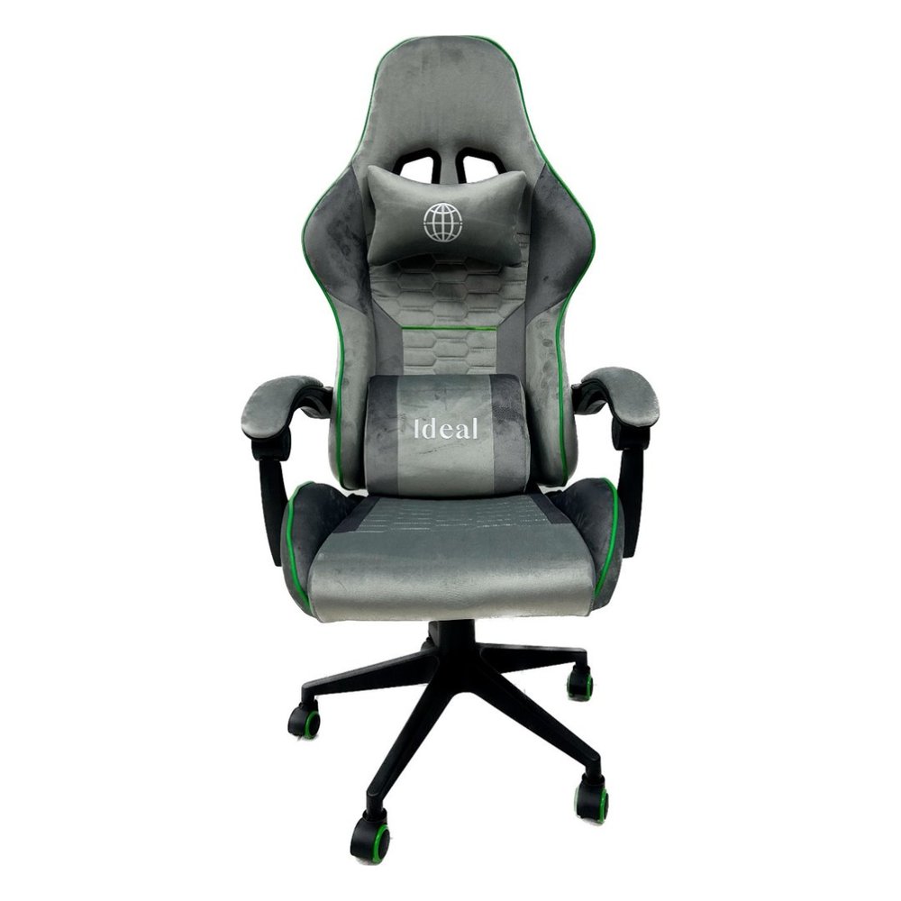 Cadeira Gamer Giratória Cinza com Ajuste de Altura e Encosto Reclinável Confortável - Imagem 3