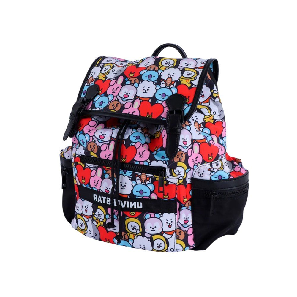 Mochila Infantil BT21 Mochila de Costa Fechamento Tipo Saco Preta Personagens 17L Resistente - Imagem 6