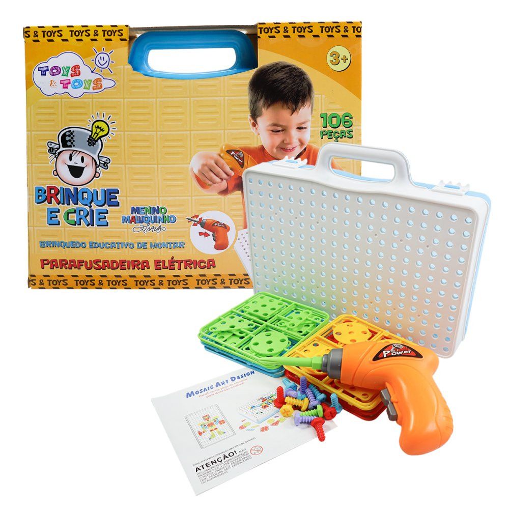 Kit Ferramenta Infantil Parafusadeira de Brinquedo 14 Peças Montar Criança - Imagem 6