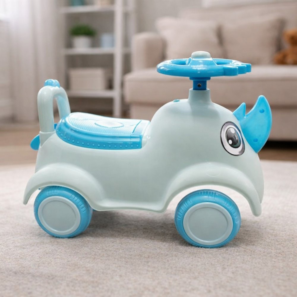 Andador Infantil Rinoceronte Azul com Rodas, Ajustável e Estável para Bebês 6 a 18 Meses - Imagem 5