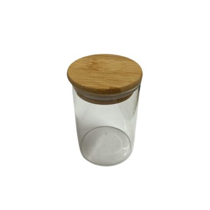 Pote de Hermetico Vidro Borossilicato Liso com Tampa de Bambu 200ml