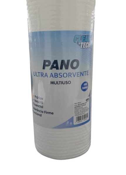 Rolo de Pano Ultra Absorvente Multiuso 100 Folhas Branco Limpeza Cozinha Banheiro