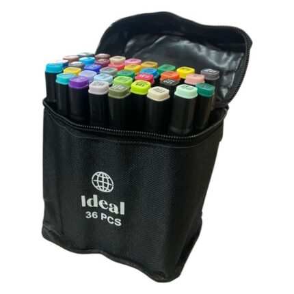 Estojo com 36 Canetas Hidrográficas de Colorir, Cores Vibrantes, Anti-Ressecamento, Material Plástico Resistente