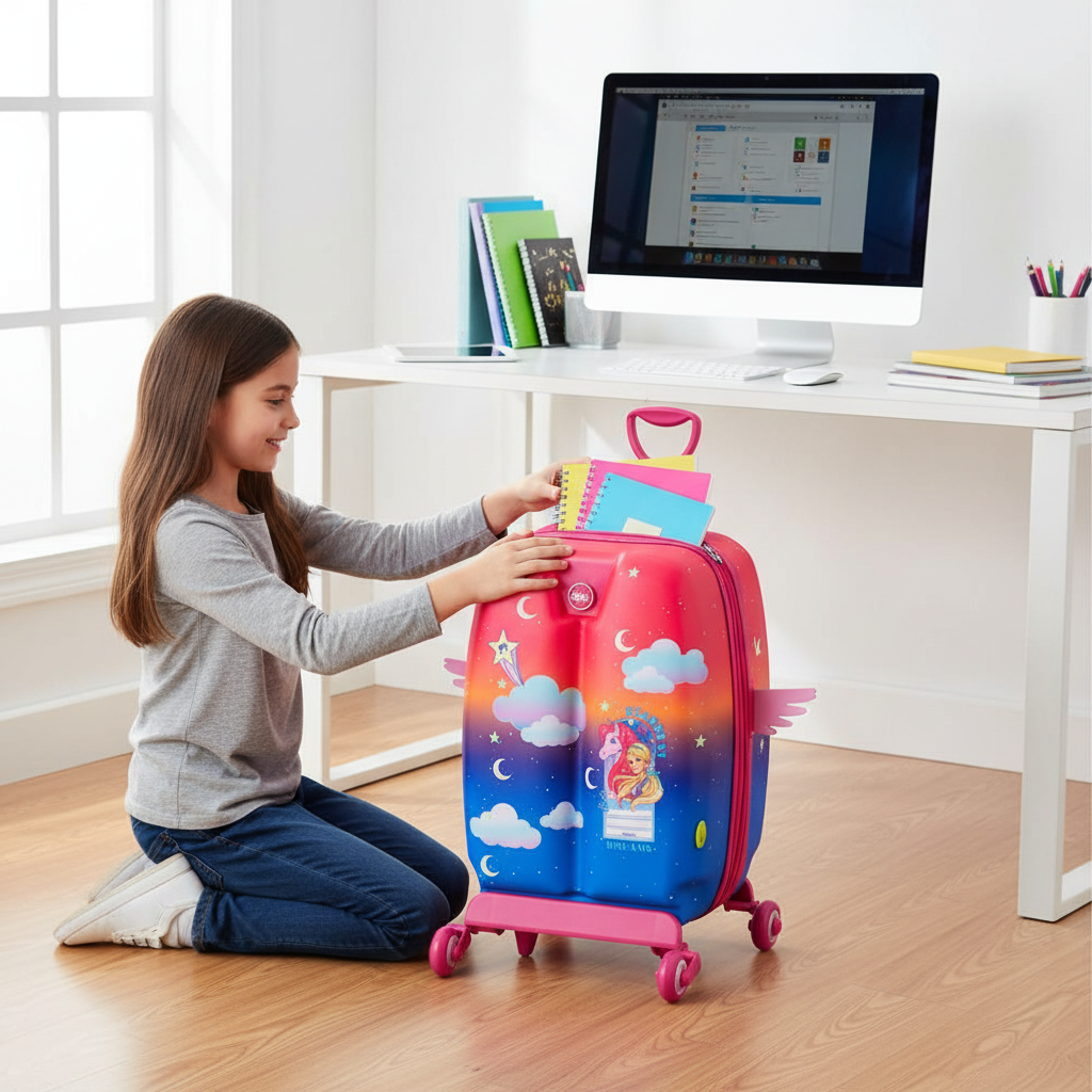 Mala Infantil Barbie Pegasus 3D Rodinhas Multicolorida Tamanho Pequeno Escolar Viagem - Imagem 5