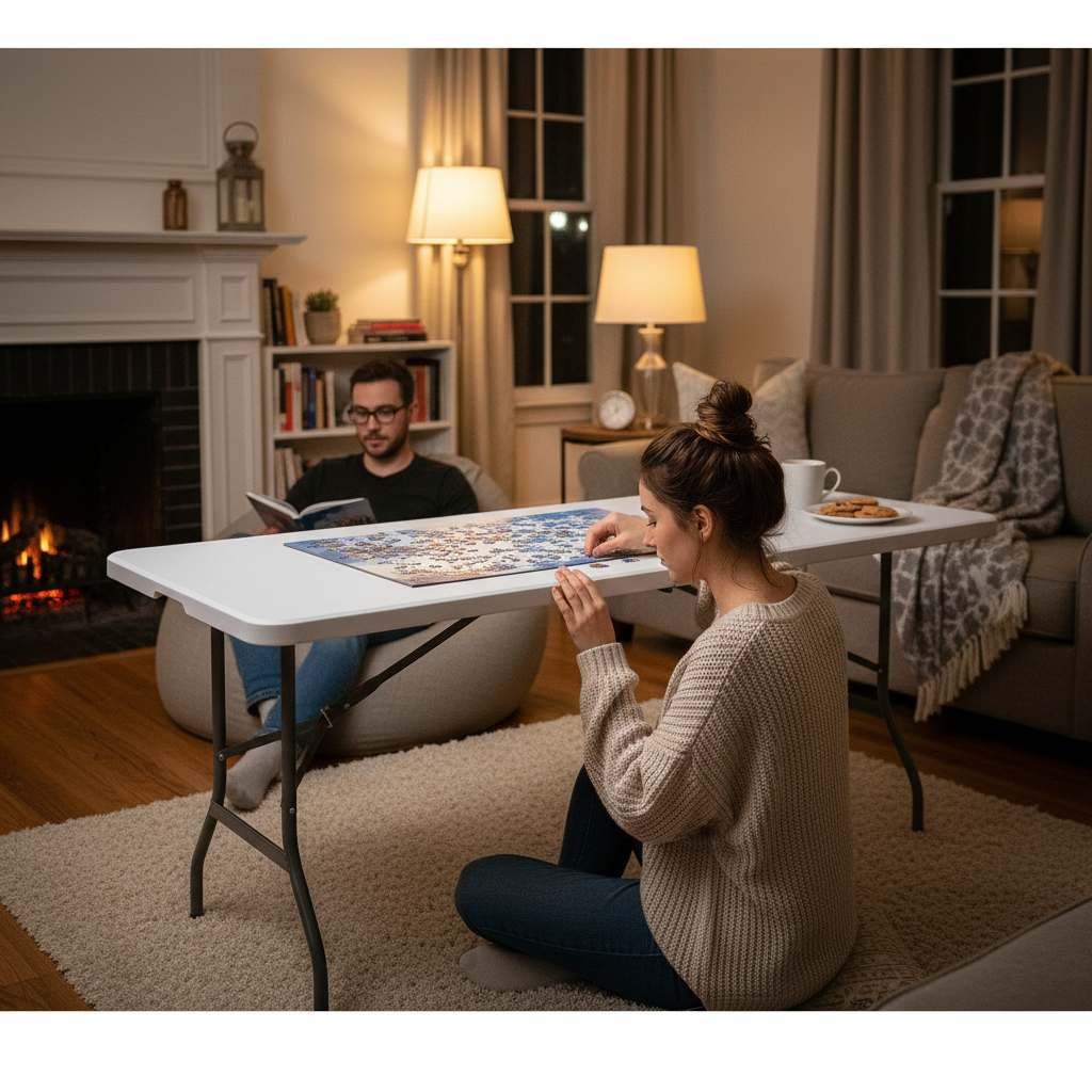 Mesa Dobrável 120x60cm Alta Densidade Reforçada para Escritório e Área Externa