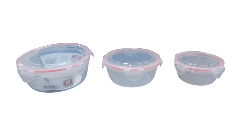 Conjunto 3 Potes Herméticos Redondos Multiuso Transparente Tampa Vedação Hermética Cozinha - Imagem 2
