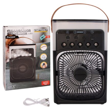 Climatizador e Ventilador Portátil 10W Bivolt LED Preto Compacto e Silencioso
