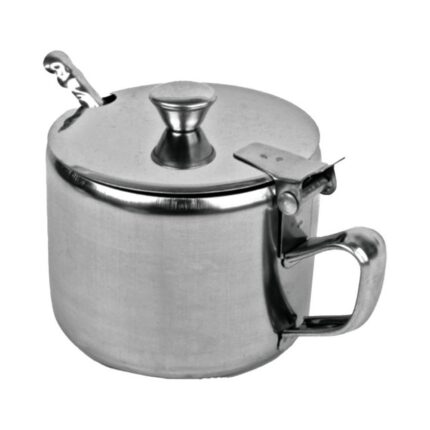 Açucareiro de Aço Inox 220ml com Colher Tamper para Café e Mesa