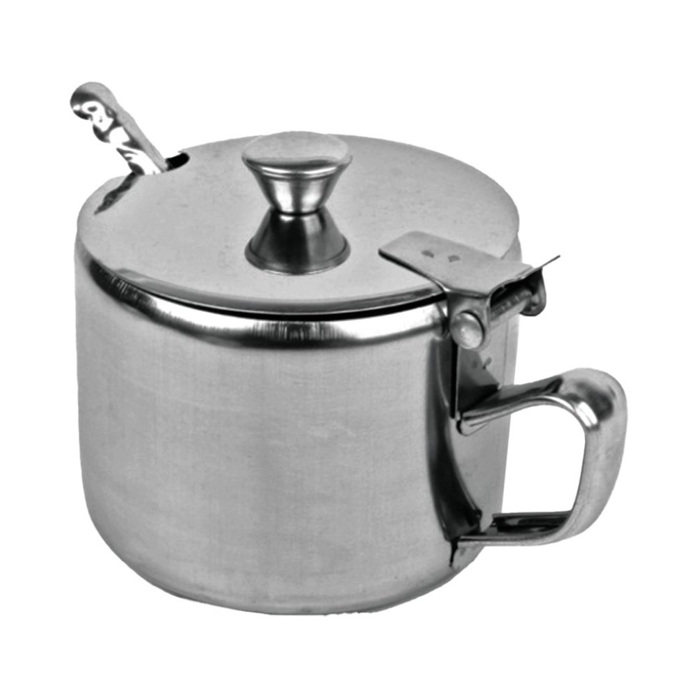 Açucareiro de Aço Inox 220ml com Colher Tamper para Café e Mesa