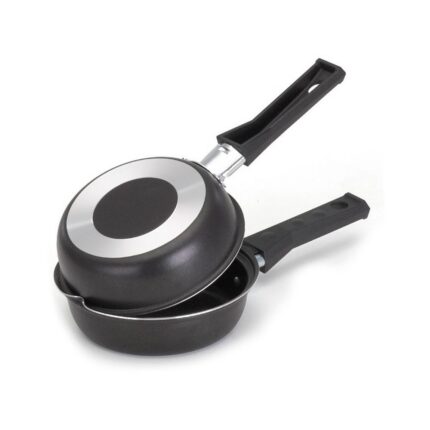 Frigideira Dupla Hamburgueira e Omeleteira Antiaderente 14 cm Preto Revestimento Teflon