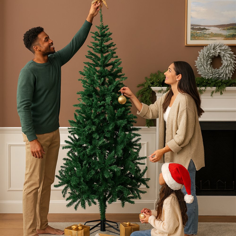 Árvore de Natal Pinheiro 2,10m 1.100 Galhos Verde Natural Artificia Decorativa Natal - Imagem 4
