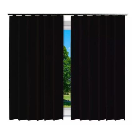 Cortina Blackout Preto 280x280cm Tecido 100% Poliéster Bloqueio Luz Varão Alça