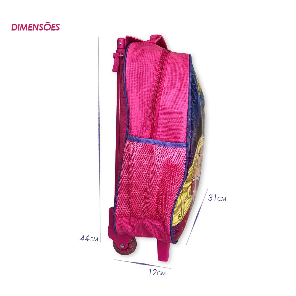 Kit Mochila Infantil Escolar 3 Peças Princesas Rosa Mochila + Lancheira + Estojo Resistente - Imagem 6