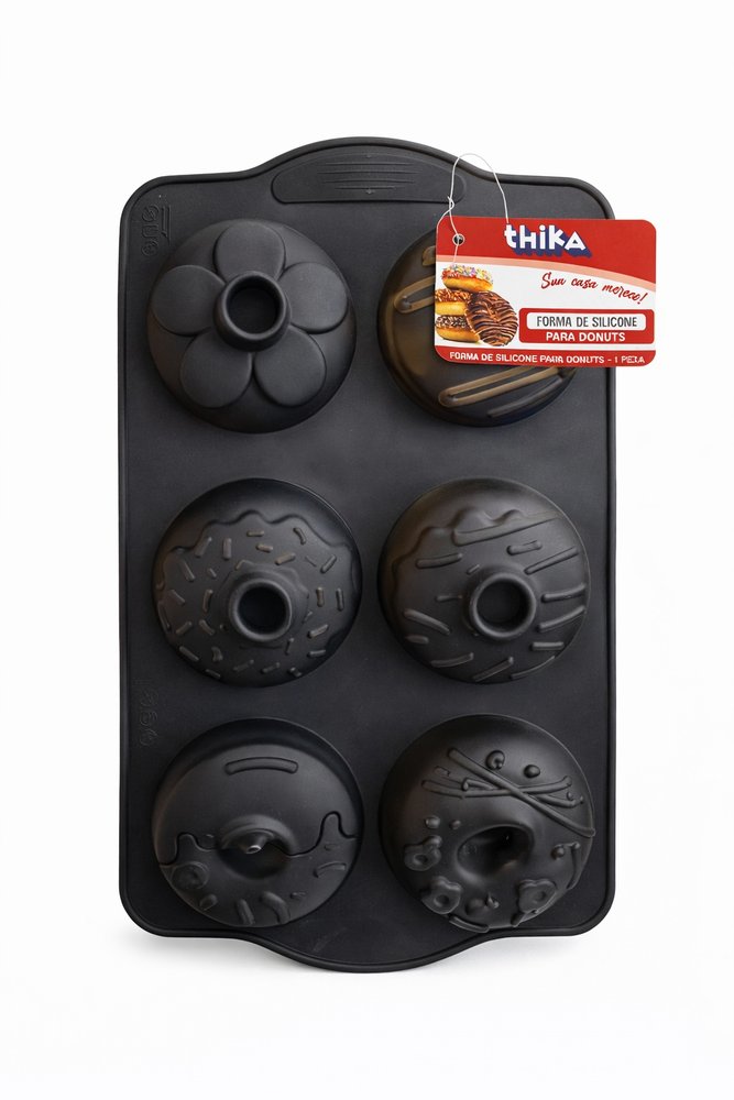 Forma 6 Cavidades Silicone Donuts Antiaderente Assadeira Molde Bolo Cozinha Resistente - Imagem 2