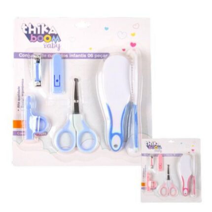 Kit Cuidados Higiene para Bebês 6 Peças Sortido com Toalha, Escova, Pente e Termômetro