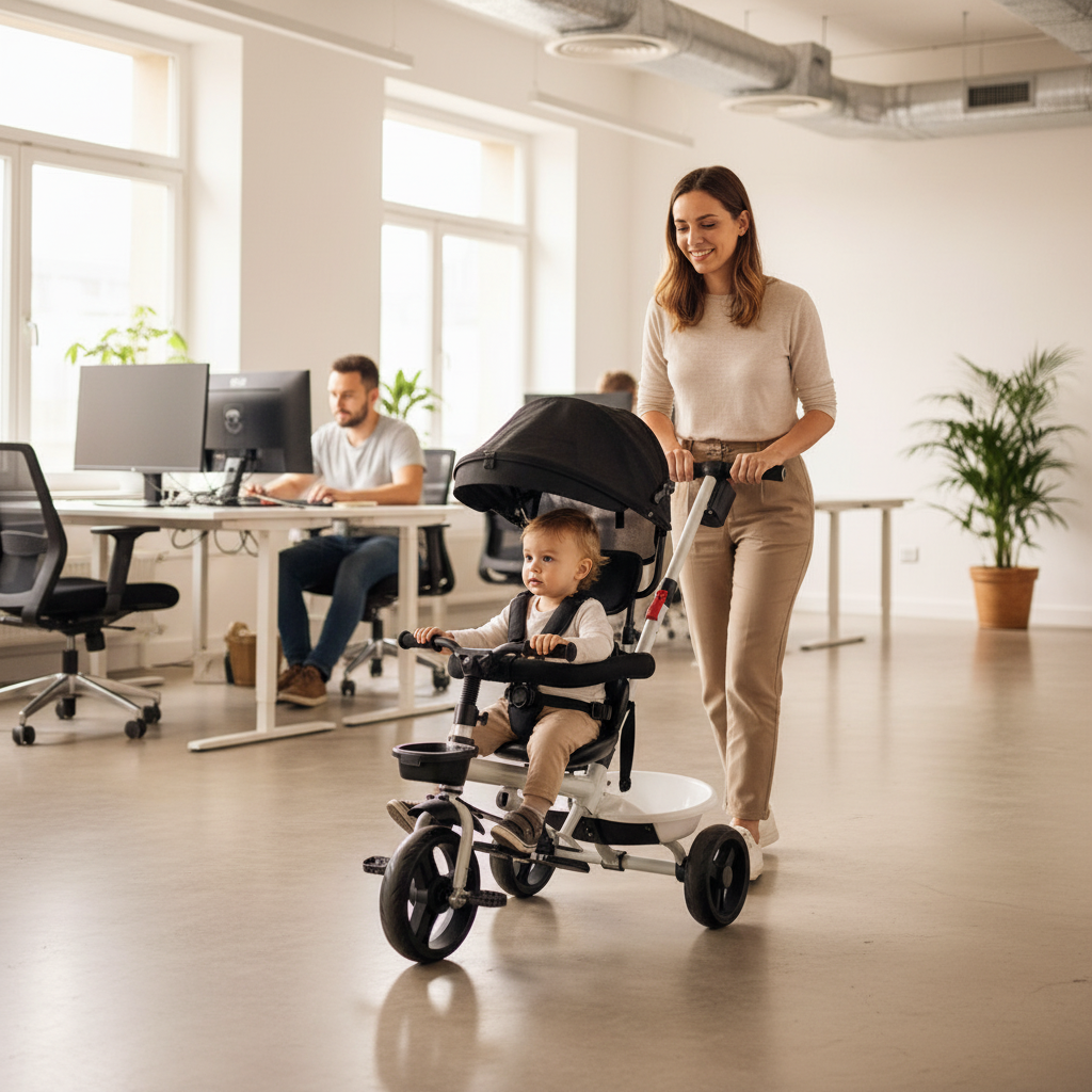 Triciclo Infantil Comfort Branco com Empurrador Ajustável e Rodas Antiderrapantes - Imagem 5