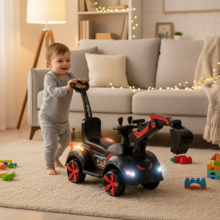 Retroescavadeira Elétrica Infantil Com Haste - Vermelha