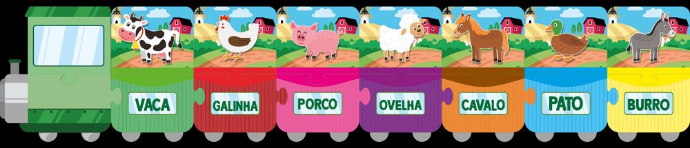 Quebra-Cabeça Bilíngue Animais da Fazenda 20 Peças