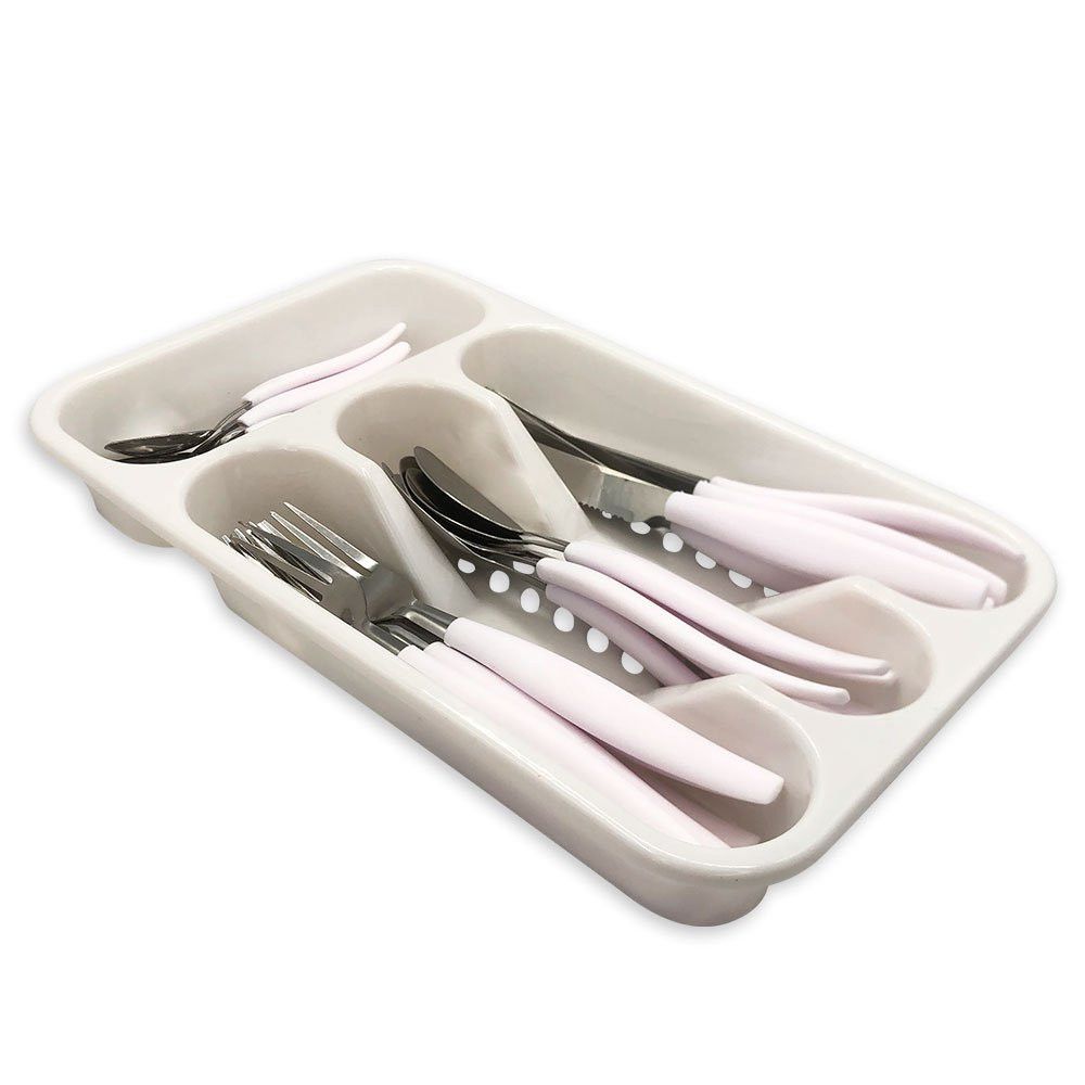 Kit de Talheres Inox 25 Peças Branco Moderno Aço Inox Alta Durabilidade Jogo Completo - Imagem 4