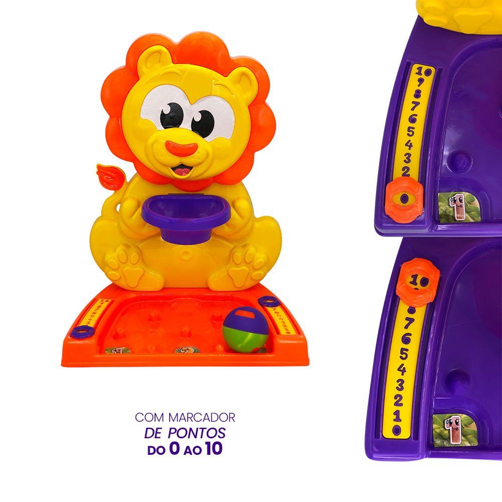 Cesta de Basquete Infantil Leão com Bolinha e Marcador de Pontos para Crianças - Imagem 4