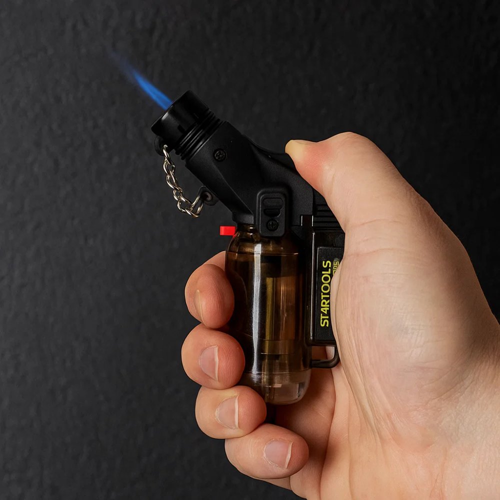 Mini Maçarico a Gás Recarregável Portátil com Ignição Automática Azul para Solda e Cozinha - Imagem 5