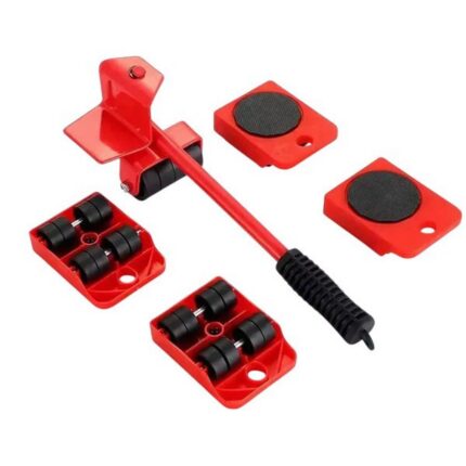 Kit Levantador de Móveis com Rodinhas 5 Peças Vermelha para Movimentação e Transporte Fácil