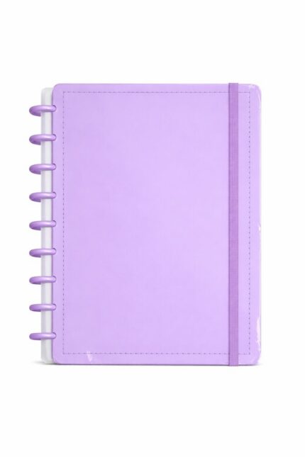 Caderno Inteligente Disco Grande G 60 Folhas Reposicionáveis Capa Dura Lilás Elástico Disko