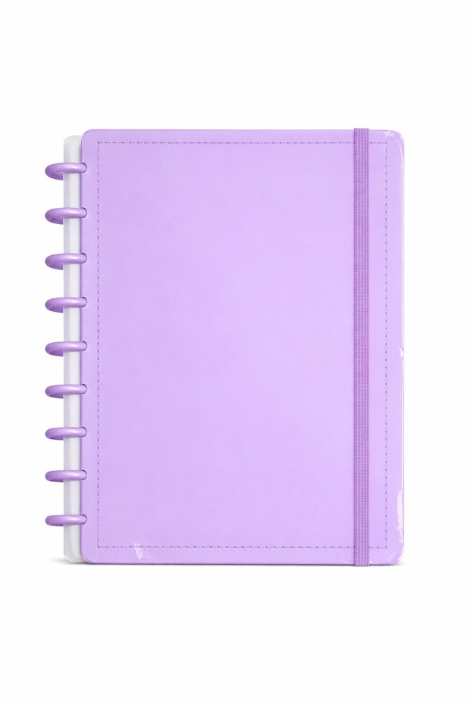 Caderno Inteligente Disco Grande G 60 Folhas Reposicionáveis Capa Dura Lilás Elástico Disko