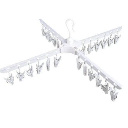 Cabideiro Articulado com Braços Giratórios Branco 6 Braços Suporte Roupas Organizador