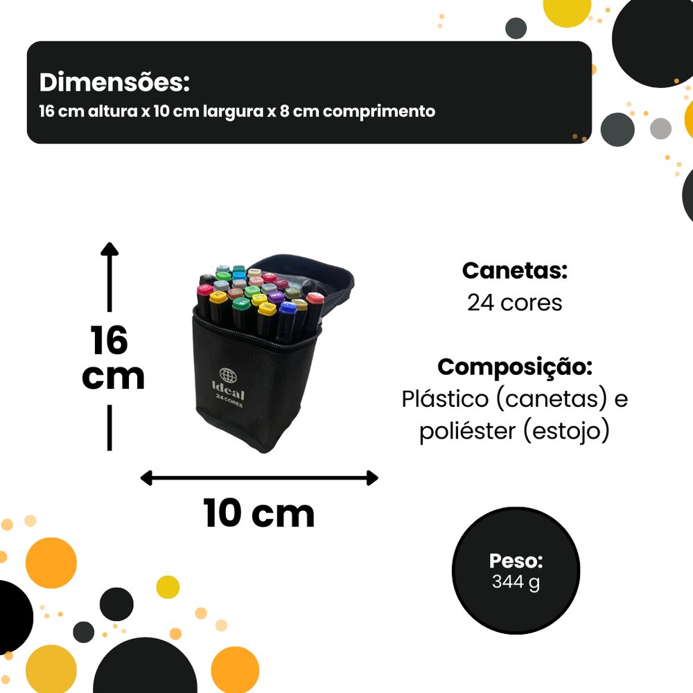 Estojo com 24 Canetas de Colorir Hidrográficas Multicolorido Estojo Portátil Tinta à Base de Água - Imagem 5