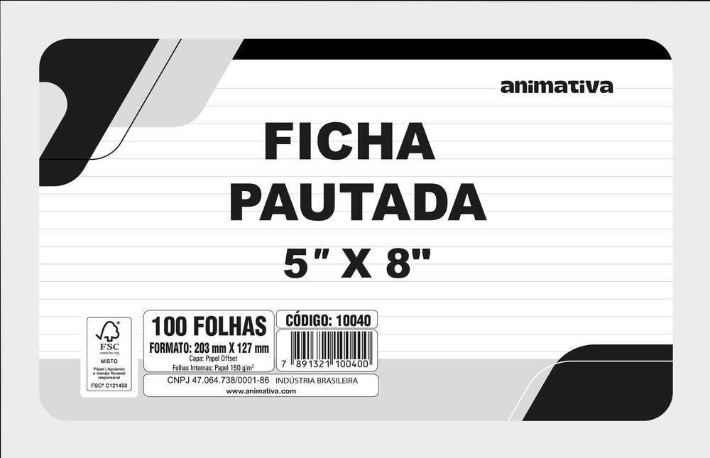 Ficha Pautada 5'' x 8'' 100 Folhas - Imagem 2