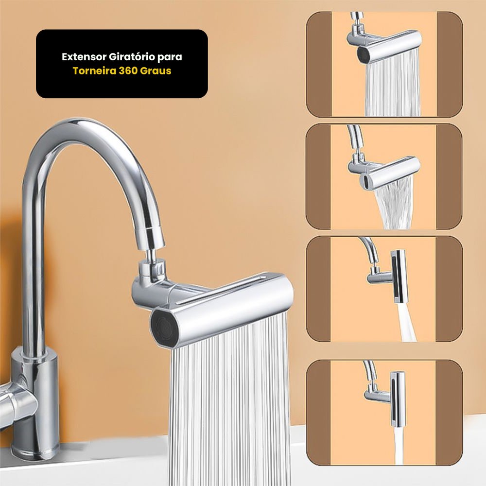 Extensor Giratório para Torneira 360 Graus Ajustável Metal Cromado Econômico Água - Imagem 6