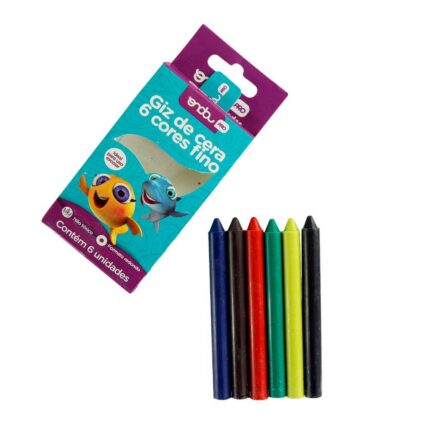 Livro para Colorir Infantil com Caixa de Giz de Cera Sortido 6 Unidades Diversão Educativa