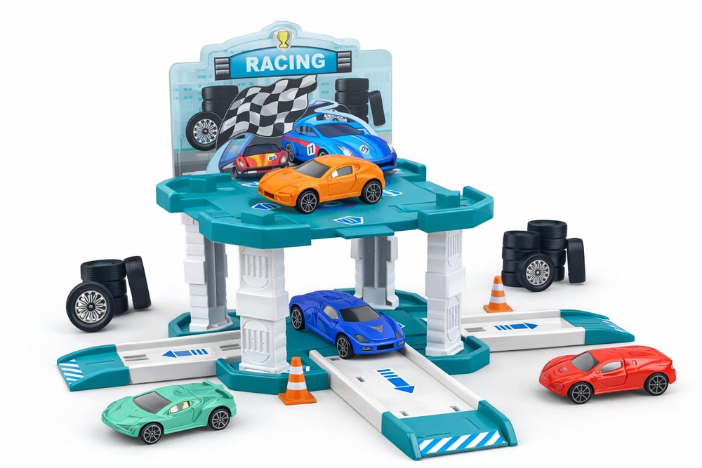 Pista De Corrida Infantil Racing Com Carrinhos Brinquedo De Montar - Imagem 2